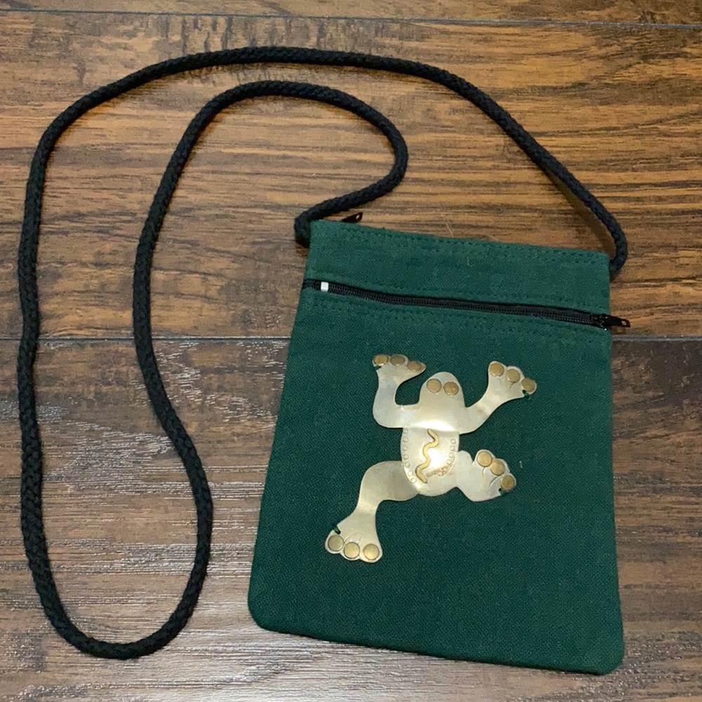 Cotton crossbody bag frog embellished